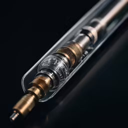 a metal vape with the end of a tube exposed