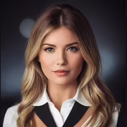 a woman with blond hair is wearing a black collar