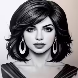 a painting of a girl with earrings and lipstick