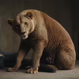 a large brown bear standing on its hind legs