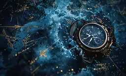 an extremely unique watch surrounded by blue snow