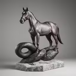a statue of a horse standing on top of a stone