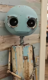 there is a robot on display in the room