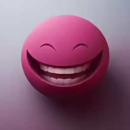 the pink plastic smile ball is sitting on a table