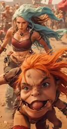there is two animated women wearing different costumes