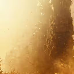 a brown and yellow photo of a tall building in the sun