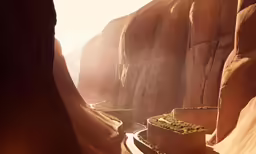 a road going through a canyon in a valley