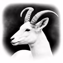 a big horned animal with horns looking in the camera