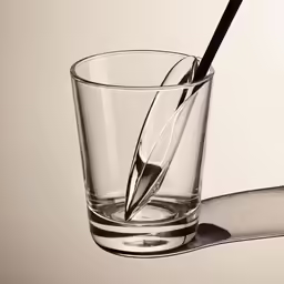 a metal spoon sticking out of a glass of water