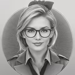 an art portrait drawing of a woman in glasses