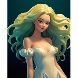 a painting of a young blonde woman in a white dress