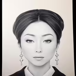 the image has a drawing of the woman in asian attire