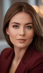 a woman with short brown hair in a suit