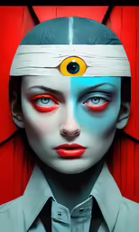 a woman with an evil makeup and eyes