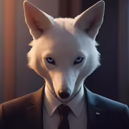 a dog that has a suit on its neck