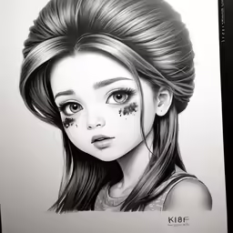 an animation of a girl with long hair and makeup