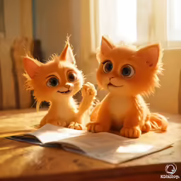 two dolls of cats that look like they have googly eyes
