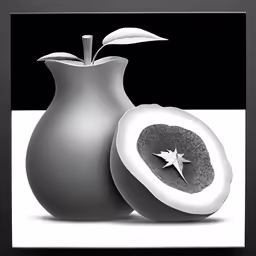 a very pretty bowl shaped vase with a fruit inside