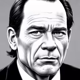 a drawing of a man with a suit on and a tie on