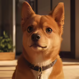 an adorable little brown dog is sitting down