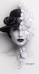 a woman with a hat in her face