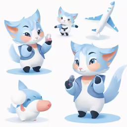 a little blue animal, the character set is designed to resemble animals