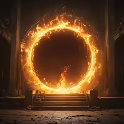 an elaborate scene with lots of bright yellow fire