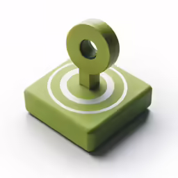 a green object with two holes in the middle