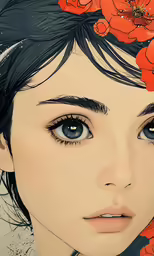 an anime character with flowers on her head