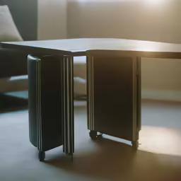 two large suitcases sit near each other on the floor