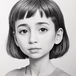 a black and white photo of a little girl