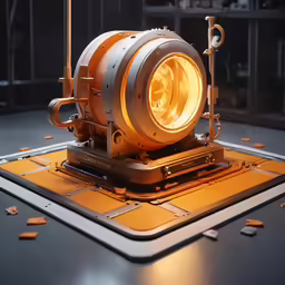an industrial projector set with yellow light