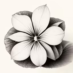 a flower with big leaves in the middle