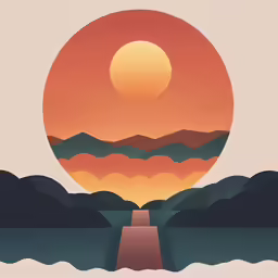 the sun is rising above mountains and a road