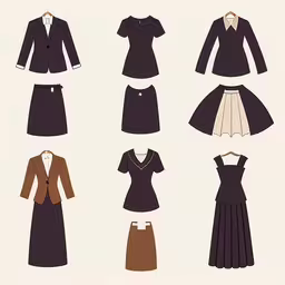 a number of clothes on display on a table,an image of women