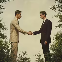 two men in business attire shaking hands