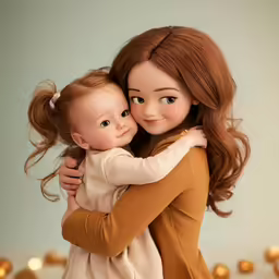 a mom hugging her child and smiling at the camera