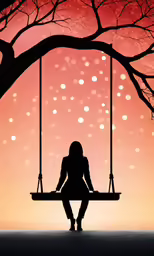 a girl on a swing under a tree