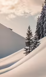 an image of snow covered mountain with trees