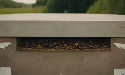 the cement is holding small slices of wood