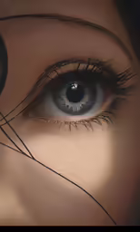 a blue eye and a pair of scissors
