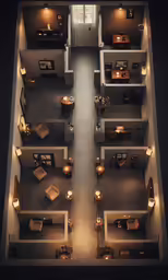 an aerial view of the inside of a house
