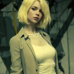 a young lady with blond hair is posing for a photograph