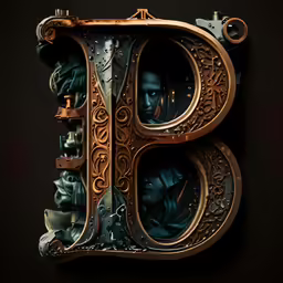 a very elaborate font in the shape of the letter d