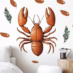 the lobster wall sticker is on display