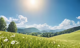sunbeam and the valley with wildflowers in foreground