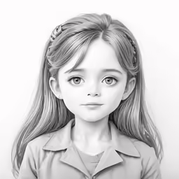 the little girl is looking into the camera