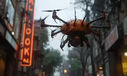 a bunch of large bugs with eyes flying away