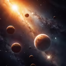 a close up of a star with many planets