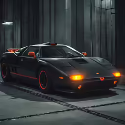 the front end of a car in an empty warehouse